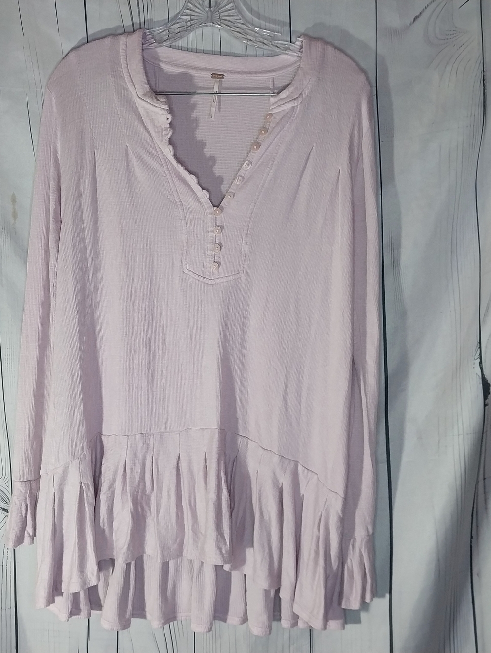 Free People Your Girl Ruffle-Hem Long Sleeve Tunic Boho Oversized Top